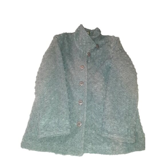 MARALYCE FERREE Vintage Button Up Coat Gray Swiss Dot Size Large Made in USA - Picture 4 of 8